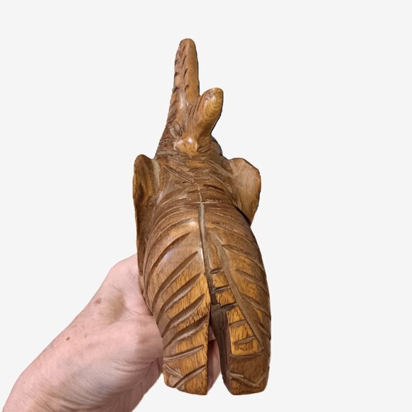 Unique carved 6" tall wood elephant - Picture 3 of 3